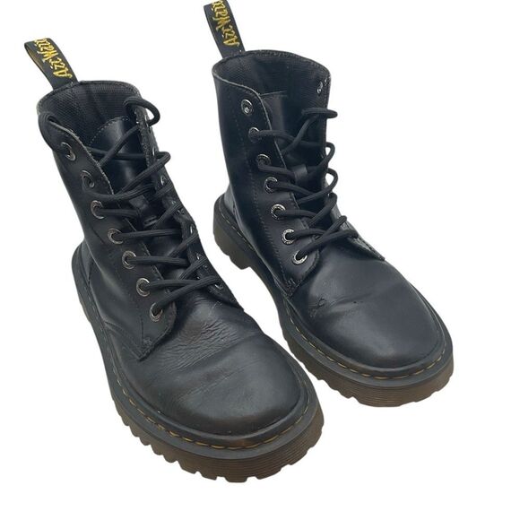 Dr doc Martens ladies Luana boots 7 black y2k combat moto capsule shoes grunge - Picture 1 of 14
